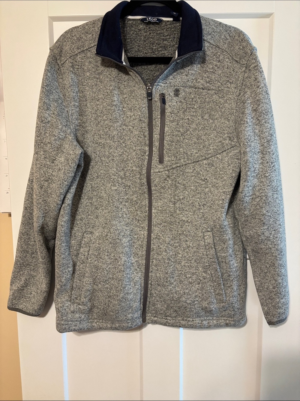 Izod Grey Fleece Jacket with Navy Trim